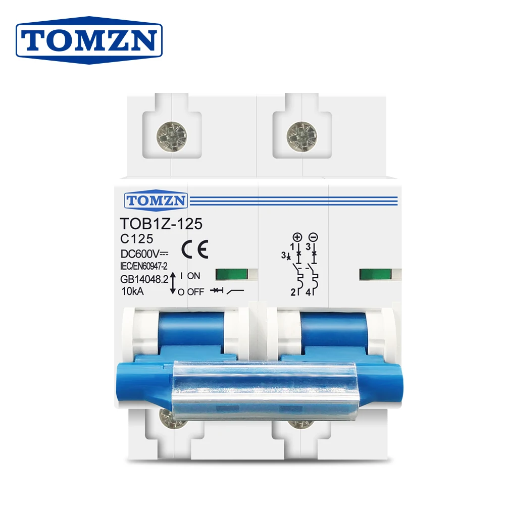 Interruttore 2P 125A 100A 80A DC MCB 600V per interruttore principale della batteria del sistema fotovoltaico