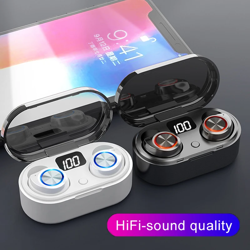 TW80 TWS 5 0 беспроводные наушники со светодиодным дисплеем HIFI с сенсорным
