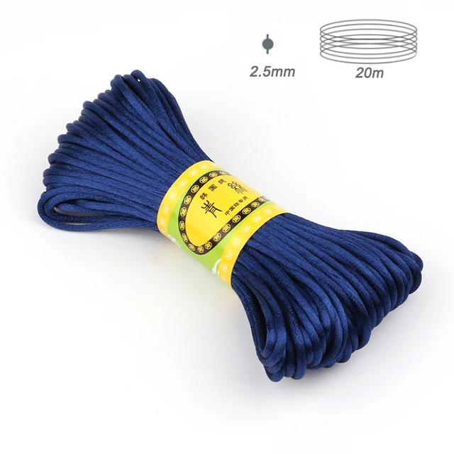 TYRY.HU 80 meter Baby Chewable Necklace Accessories 1.5mm Satin Silk Nylon Cord for Silicone Teething Pacifier Chain DIY Tools 20m Navy blue 2.5mm