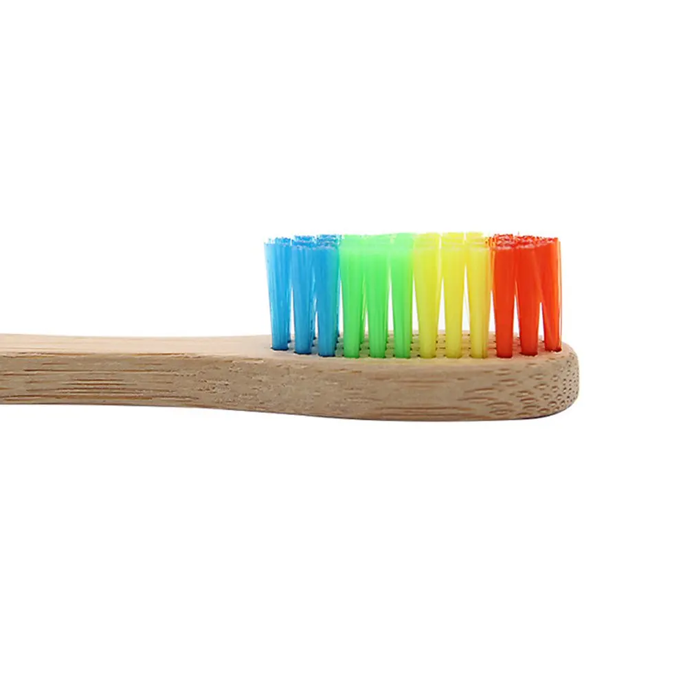 Натуральная бамбуковая зубная щетка для окружающей среды, изготовленная из радужной нейлоновой щетины, переработанная биоразлагаемая
