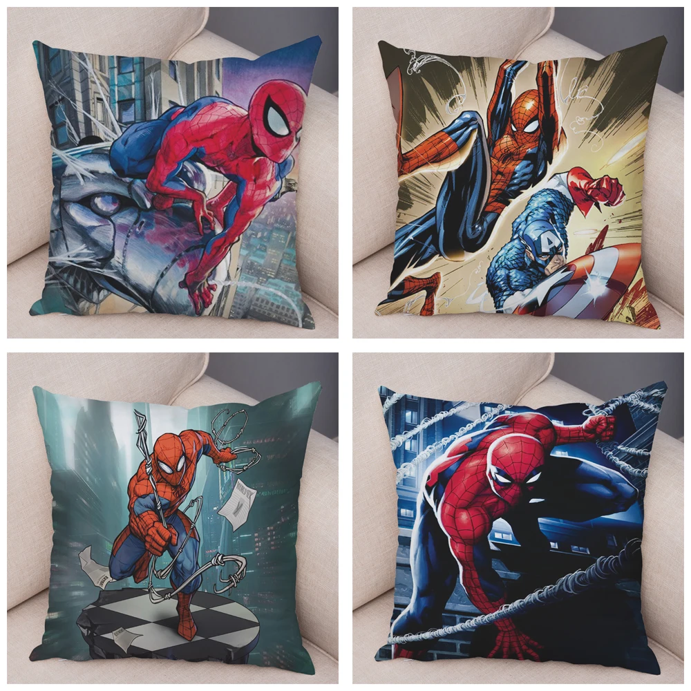 Чехол для подушки с героями мультфильма Marvel, Мстители, Человек-паук, американский аниме, Человек-паук, наволочка для дивана, декоративная наволочка, чехол