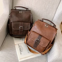 Luxury Women Backpack 2021 Vintage Travel PU Leather Backpack Large Capacity Bookbag High Quality School Bags for Teenage Girls