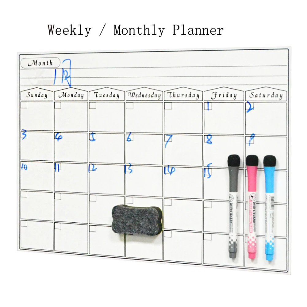 Weekly Monthly Blackboard Planner Whiteboard Fridge Magnet Flexible Daily Message Drawing Refrigerator Board Study Room Decor