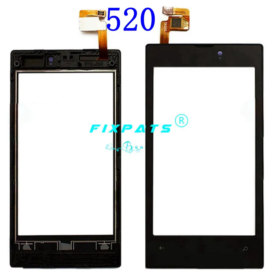 Сенсорный ЖК-экран для Nokia Lumia 520 N520 430 435 530 532 Сенсорная панель Сенсорный экран дигитайзер Внешний стеклянный объектив черный - Цвет: (520) Black