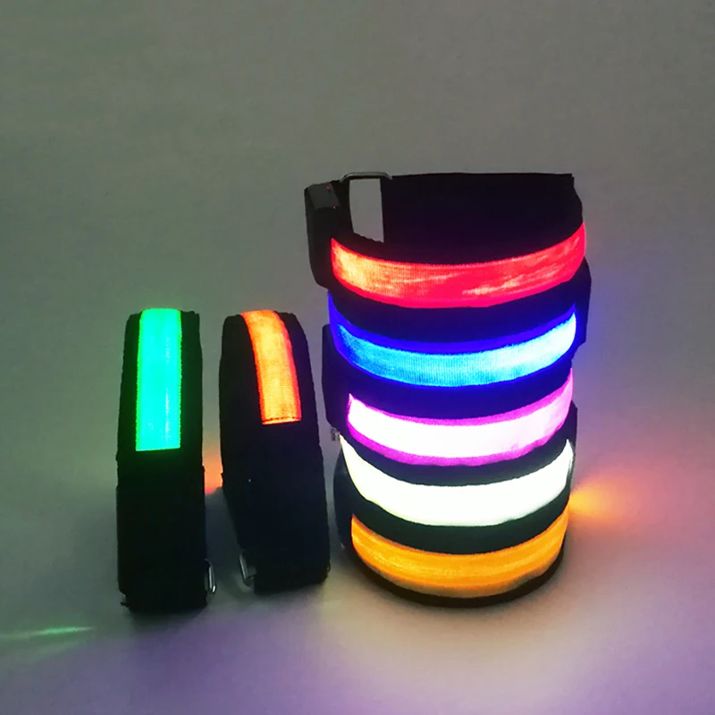 

Outdoor Running Light Sport Wristbands Adjustable USB LED Glowing Bracelets For Runners Joggers Cycling Riding Safety Bike