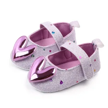 

Newborn Baby Shoes 0-18M Spring Baby Girl Anti-Slip Casual Walking Shoes Sequin Heart Design Sneakers Soft Soled First Walkers