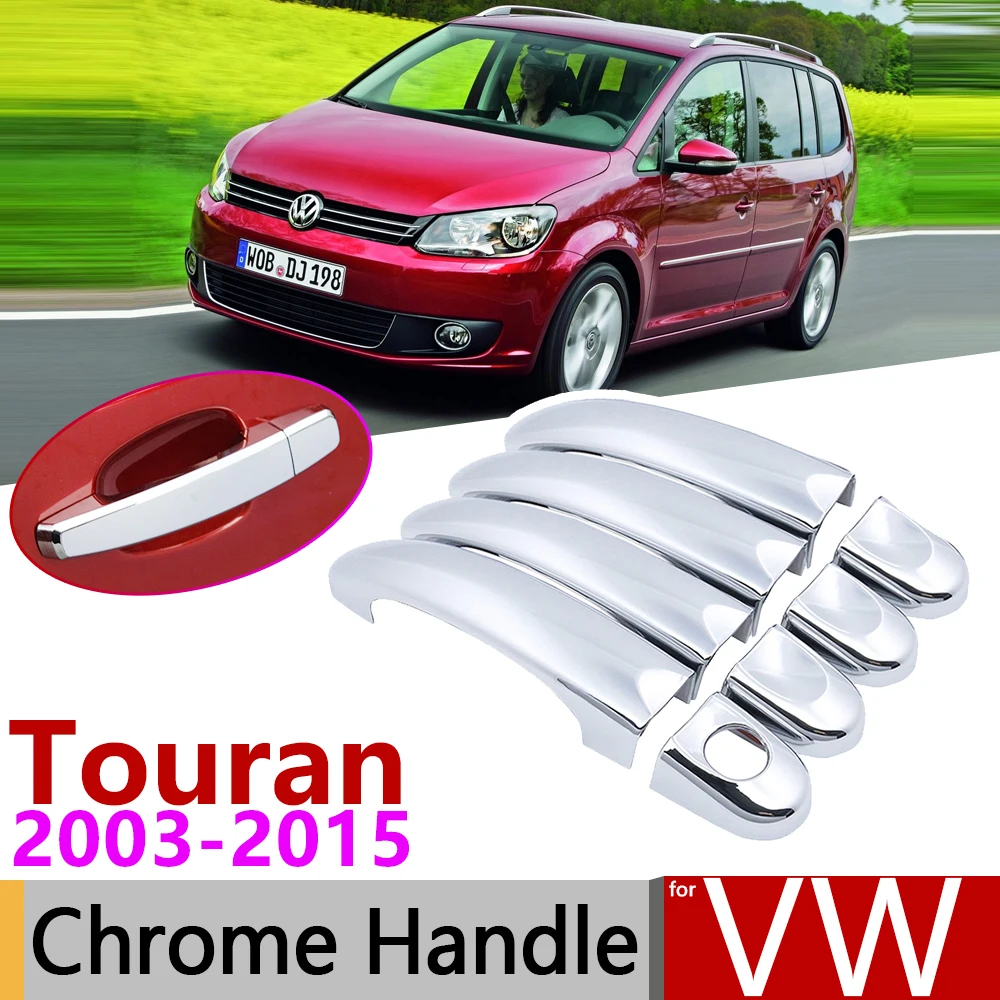 Хромированная крышка дверной ручки для Volkswagen VW Touran MK1 2003 ~ 2015 автомобильные
