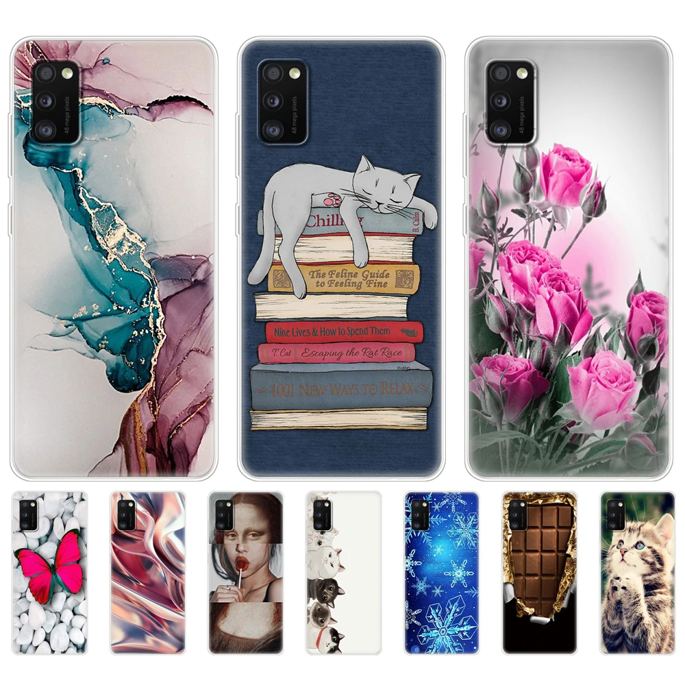 silicon case For Samsung Galaxy A41 Case cover 6.1&quot Soft tpu coque A415 SM-A415fzwmser Bumper Painted Shells | Мобильные