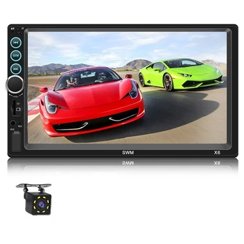

7 Inch Double Din Car Stereo with Bluetooth Headunit TF USB FM Aux-In Radio Audio Pressscreen MP5 Player Receiver Support Mirror