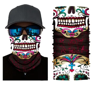 

Skull Face Pattern Seamless 3D Magic Scarf for Men Women Outdoor Cycling Dust Sun Protection Neck Face Mask Bandana Headband