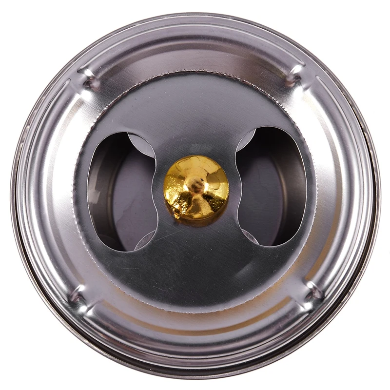 Rotating knob smoking ashtray stainless steel cigarette holder silver tone