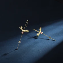 

Customized Nameplate Earring Personalized Stud Earrings With Stone Stud For Women Girl Trendy New Wedding Jewelry Birthday Gifts