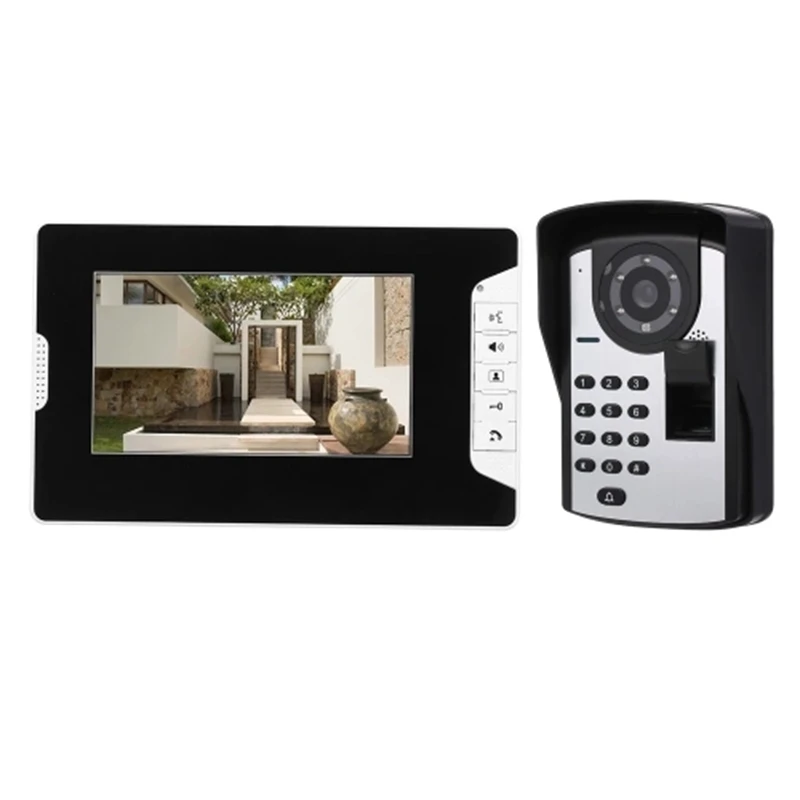 Doorbell Intercom System Wireless Unlocks 7 Inch Monitor Fingerprint Password Remote Control HD Camera Video Door