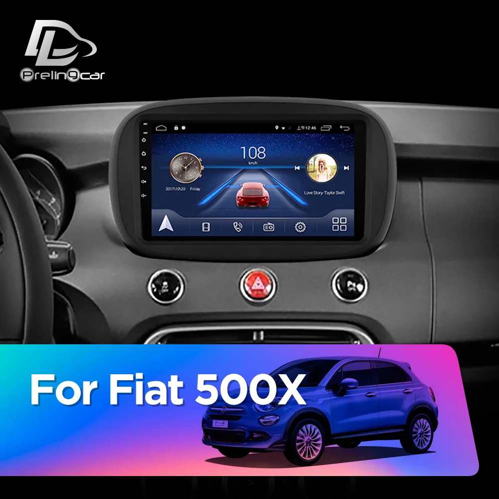 Prelingcar Android 9.0 For FIAT 500X 2015 2016 2017 2018 2019 Car Radio Multimedia Video Player GPS Navigation NO DVD 2 Din DSP