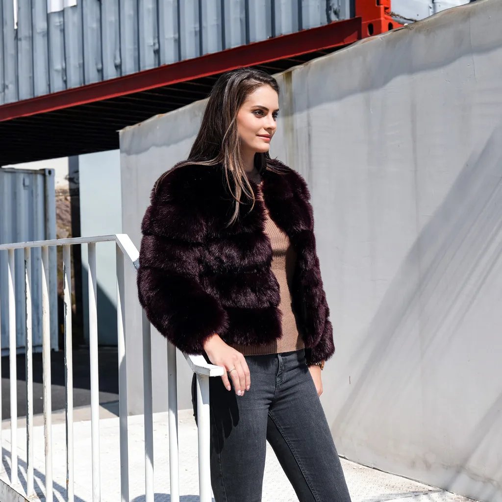 Women'S Coat Fashion Solid Faux Fur Outerwear Cardigan Loose Button Pocket Short Coat Autumn Winter Furry Jacket Coat#YL10
