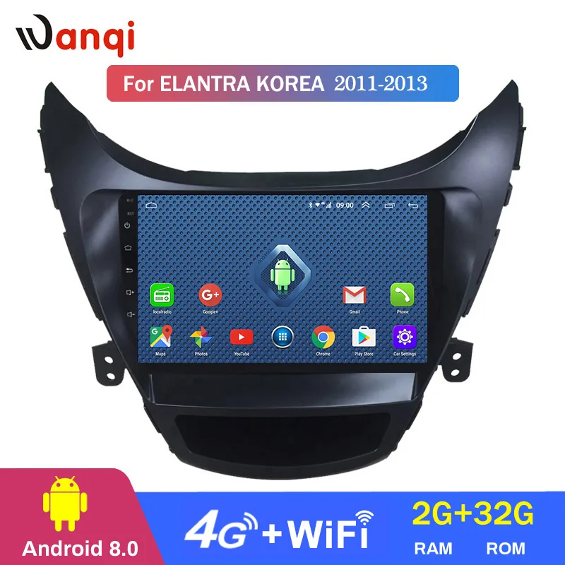 4G Lte todo Netcom 9 pulgadas Android 8,0 navegación GPS con DVD para coche para Hyundai Elantra 2011-2013 versión coreana sistema multimedia - 1