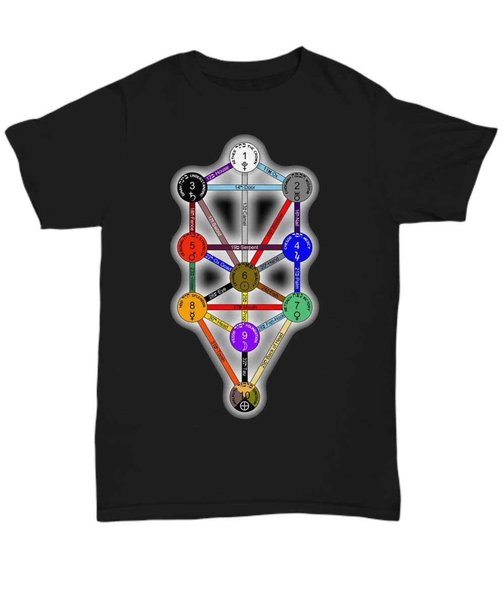 Occult kabbalah Qabalistic Tree of life sephirot symbol Esoteric футболка летние топы с круглым вырезом |