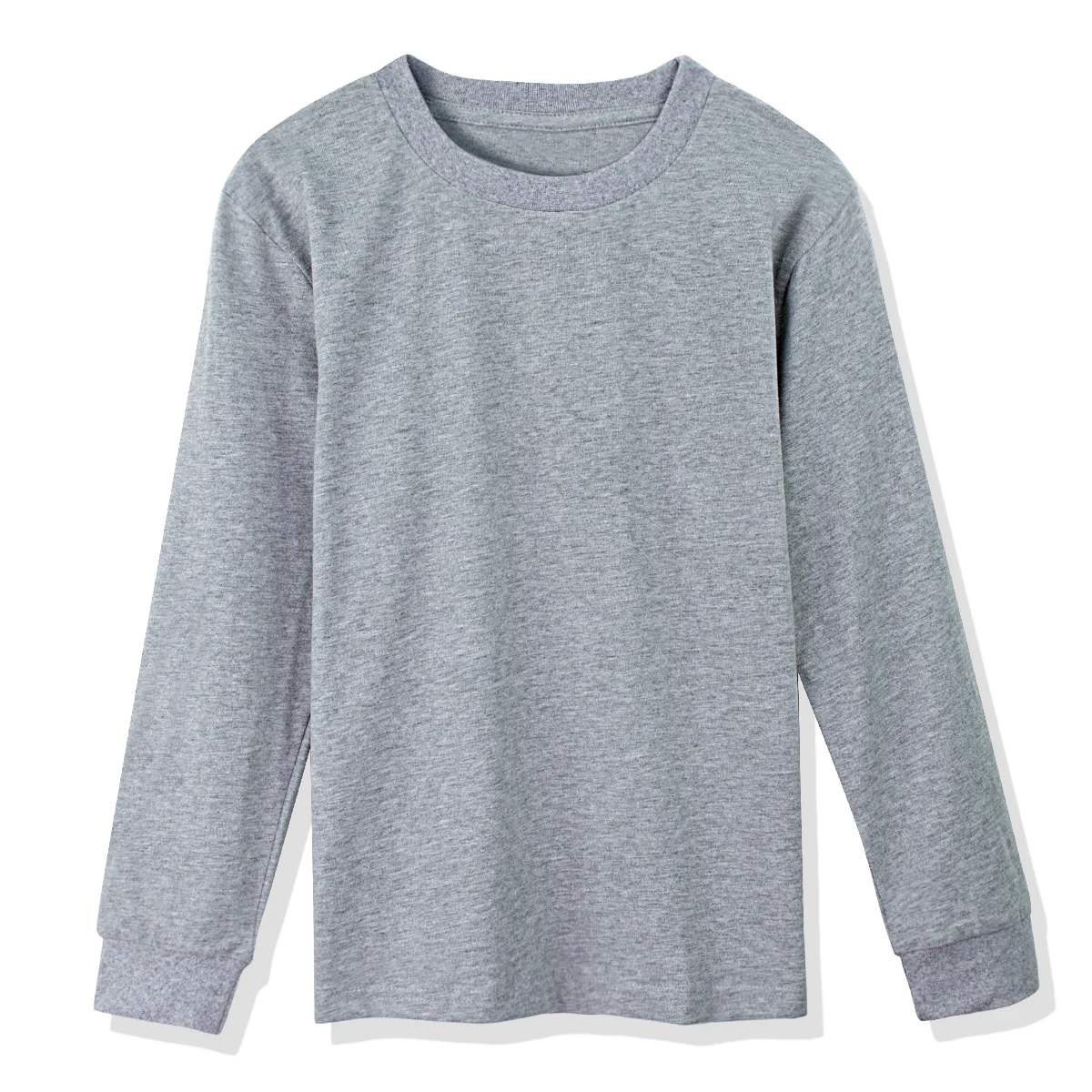 Light Grey Детские рубашки с длинными рукавами для мальчиков, простая футболка для девочек-подростков, зимние теплые Плотные хлопковые пустые майки, детская плотная футболка - Цвет: Light Grey