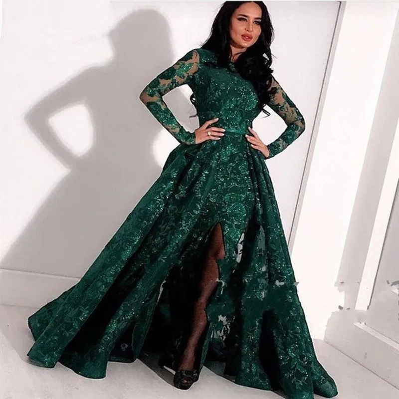 Халат de soiree Большие размеры вечерние платья с баской аппликации vestido de festa longo рукава торжественное платье вечернее платье бусины Русалка