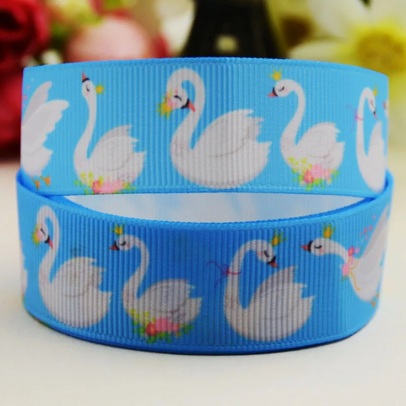 7/8'' 22mm 1&quot 25mm 1-1/2&quot 38mm 3&quot 75mm Swan Cartoon Character printed Grosgrain Ribbon party decoration 10 Yards X-02694 | Дом