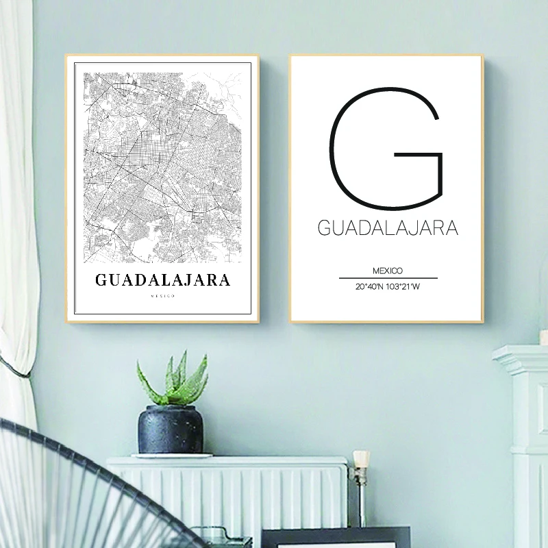 Guadalajara Map Poster Canvas Print
