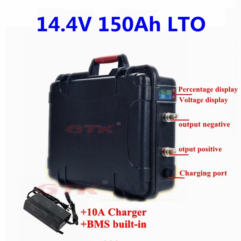Водонепроницаемый LTO 14,4 V 6S 12V 150ah аккумулятор с BMS для троллинга двигателя солнечной системы мотора RV+ 10A зарядное устройство
