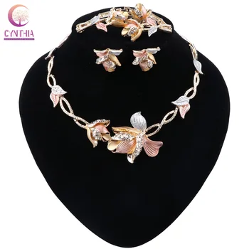 

CYNTHIA African Bead Necklace Party Jewelry Sets Fashion Jewelry Set Gold Women Necklace Earrings Bridal Jewelry Sets