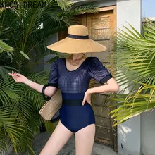 Conheça a fonte de sonho capa de fábrica barriga mostrar fina cor retro correspondência manga média conservador maiô feminino de uma peça
