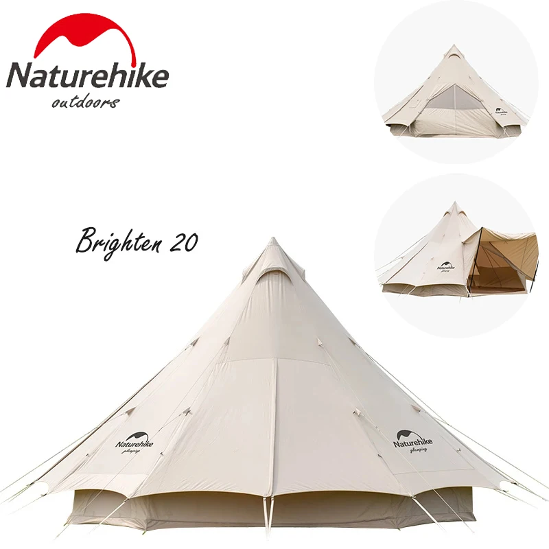 

Палатка Naturehike водонепроницаемый хлопковый холст Glamping, уличная Роскошная на 4-8 человек, большая дышащая палатка для кемпинга, 20 м2