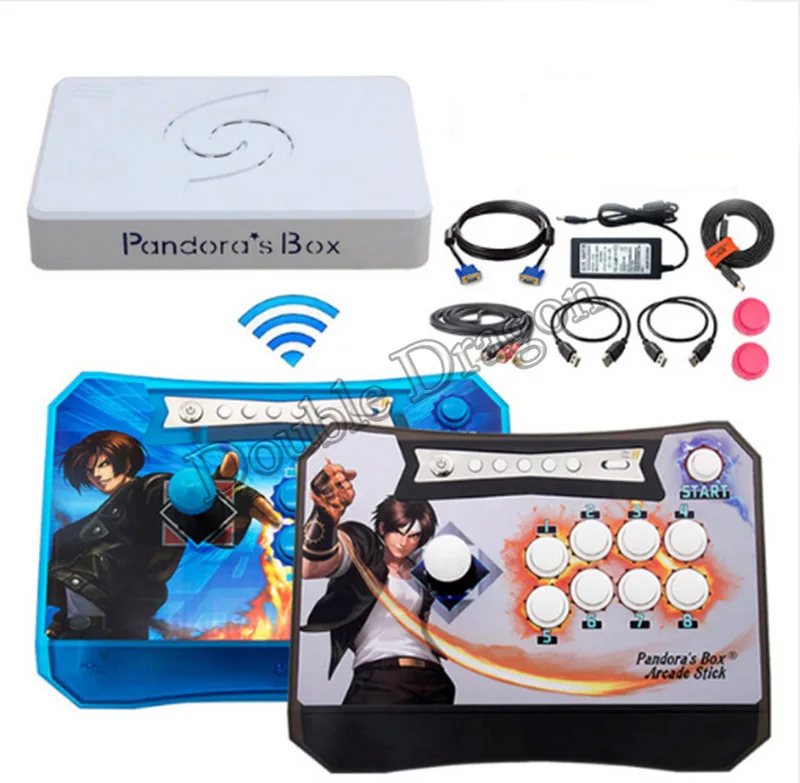 2P KOF Blue US Plug Игровой контроллер комплект Pandora Box 6 1300 беспроводной джойстик для аркадных игр 1300 в 1 HDMI VGA USB для ТВ PS3 PC Поддержка FNA MAME PS1 3d игры - Цвет: 2P KOF Blue US Plug