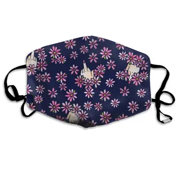 

Middle Finger Floral Washable Reusable Mask, Cotton Anti Dust Half Face Mouth Mask For Kids Teens Men Women With Adjustable