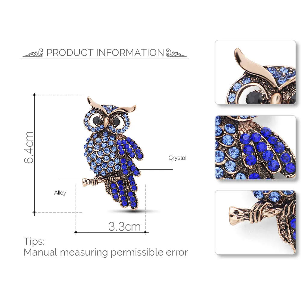 Далафул Новое поступление кристальная сова броши для свадьбы букет винтажный