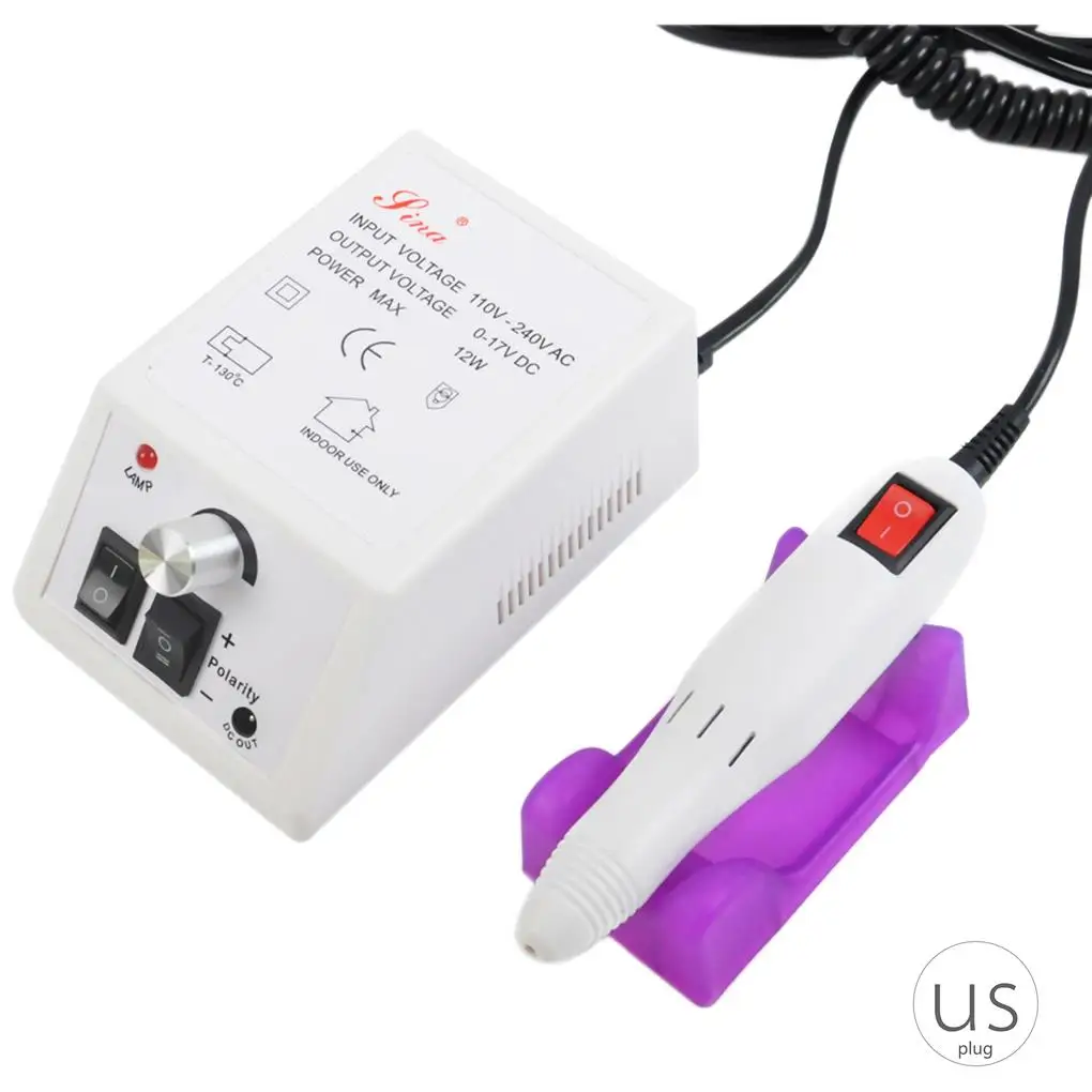 white US plug Профессиональный электрический Фрезер для ногтей, фрезерный станок для маникюра, педикюра, напильники, набор инструментов, полировщик для ногтей, шлифовальная вилка США - Цвет: white US plug