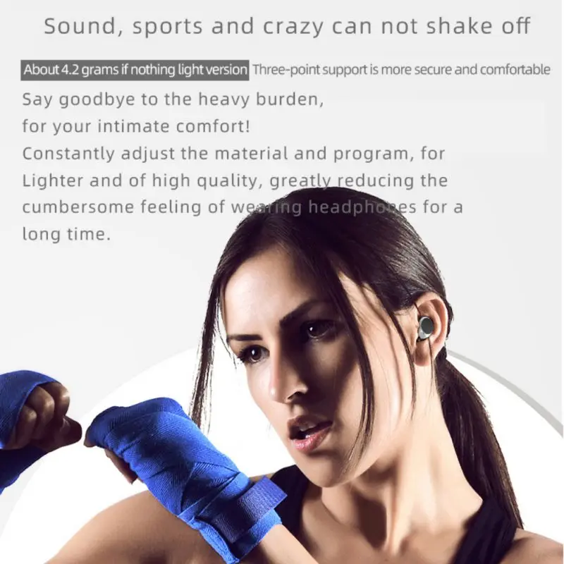 Новинка, Bluetooth 5,0, наушники для спорта, бега, стерео звук, беспроводные наушники, портативный зарядный чехол, белый, черный