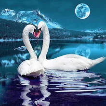 GATYZTORY 5D алмазная живопись Полная площадь DIY домашний декор мозаика Стразы Картина на холсте с логотипом на заказ лунный свет Лебеди пара