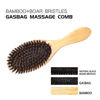 

Hair Brush Natural Bamboo Handle Boar Bristles Brush Anti-static Hair Scalp Paddle Hairbrush Gasbag Massage Comb Hair Care Tool