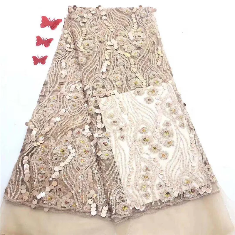 

New arrival Style French Lace Fabric sequins African Lace Fabric 2019 High Quality Lace Embroidered Fabric For Nigerian Wedding