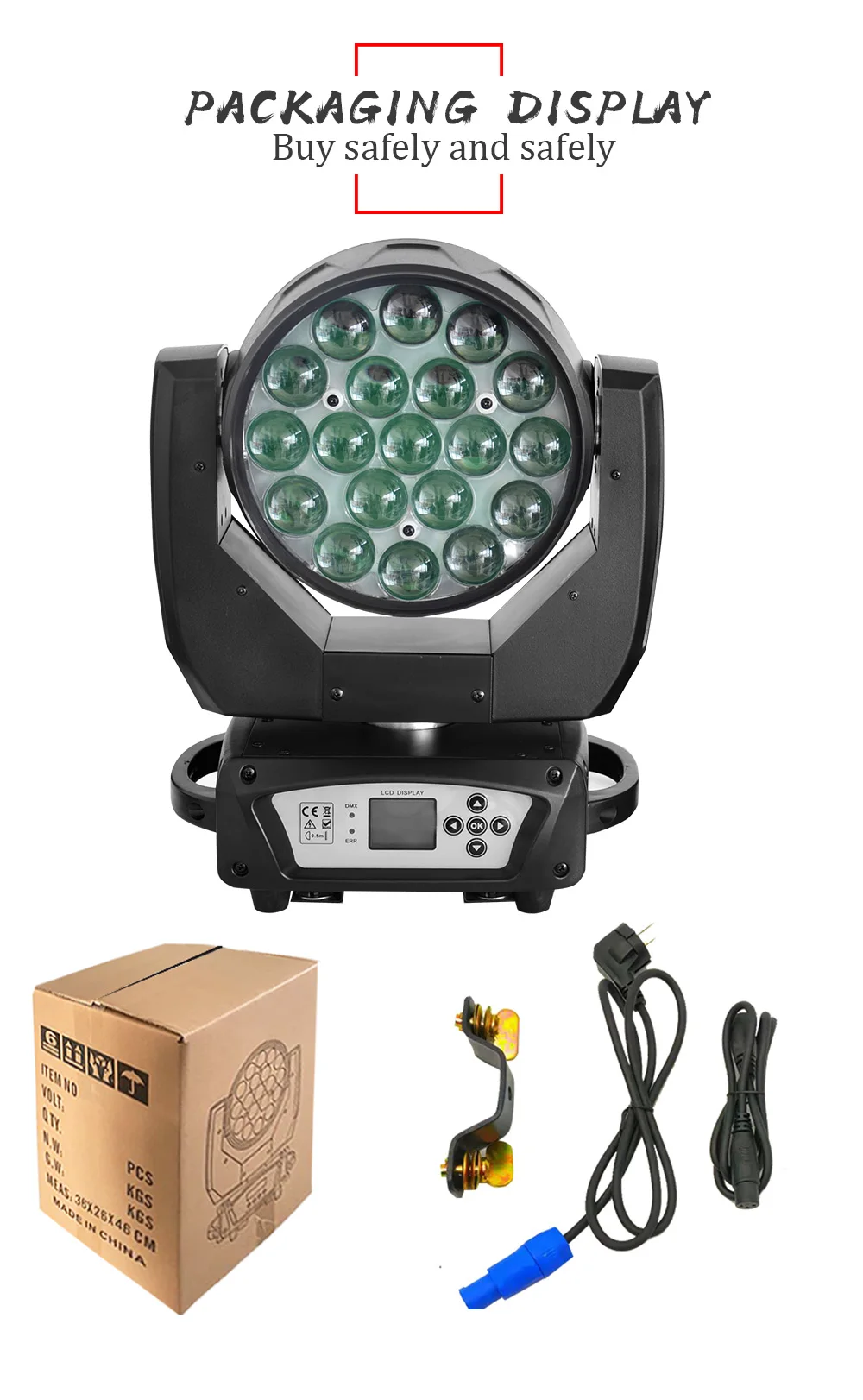 Движущаяся голова Led сценическое освещение, размытый свет 19x15 Вт RGBW профессиональное DMX512 управление с подсветкой для диско DJ музыка вечерние бар 2 шт./партия