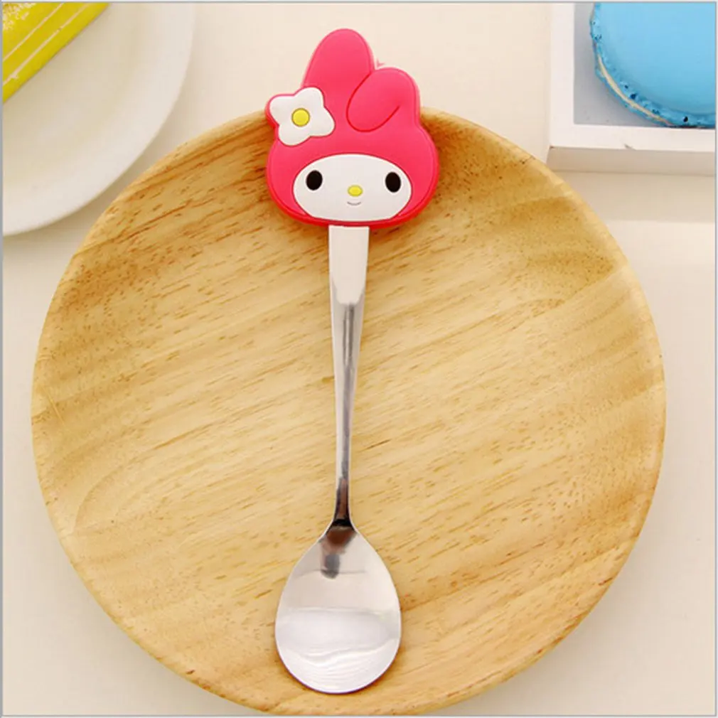 High Quality Cartoon Stainless Steel Spoon Cute Silicone Handle Spoon Child Spoon Stylish Coffee Mixer Spoon