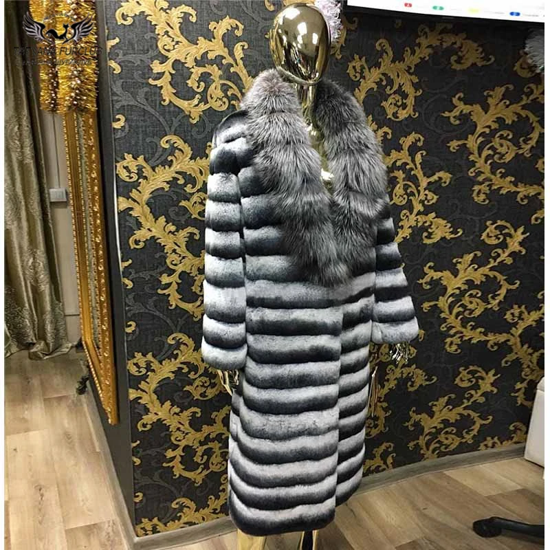 Tatyana Furclub, воротник из лисьего меха, настоящая Шиншилла, цвет, мех кролика Рекс, Coar, для девушек, теплые длинные пальто, лидер продаж для женщин
