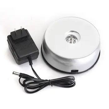 

10.5x4cm 3D Night Light 7 LED White Light Lamp Bases Battery Unique Rotating Crystal Lamp Base Stand With Adapter 110-220V