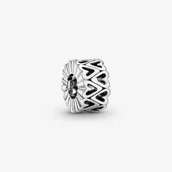 

HOT 100% 925 Sterling Silver Openwork Freehand Heart Spacer Charm Silver fit Original Pandora Bracelets Jewelry Women Gift