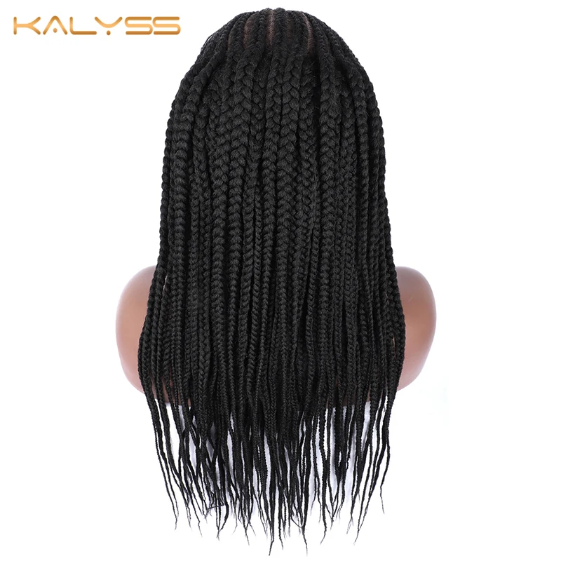 Kanyss 30 дюймов 13X" кружева пробор руки плетеный синтетический кружевной передний парик для женщин длинный плетеный ящик косички волос синтетический парик