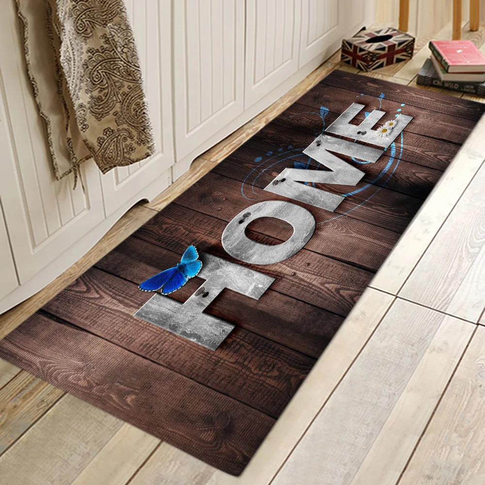 

Hot selling HOME wood board digital printing flannel thick sponge soft non-slip several door mats bathroom mats multiple sizes