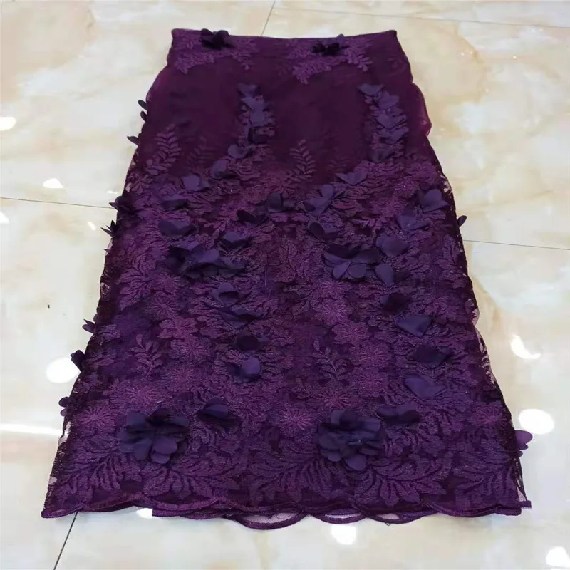 

New Designs African French Lace Fabric High Quality Nigeria French Net Lace 2019 With Beaded For Women Purple