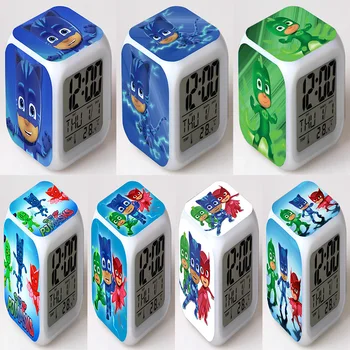 

PJ Masks Alarm Clock Catboy Owlette Gekko Colorful Color LED Square Small Alarm Clock For kids Birthday Christmas Gifts 2B66