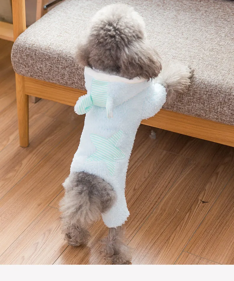 Stripes Five-pointed Star Dog Four-legged Pet Clothing Fall And Winter Clothes Teddy Pomeranian Bichon Small Dogs Pet Clothes pl