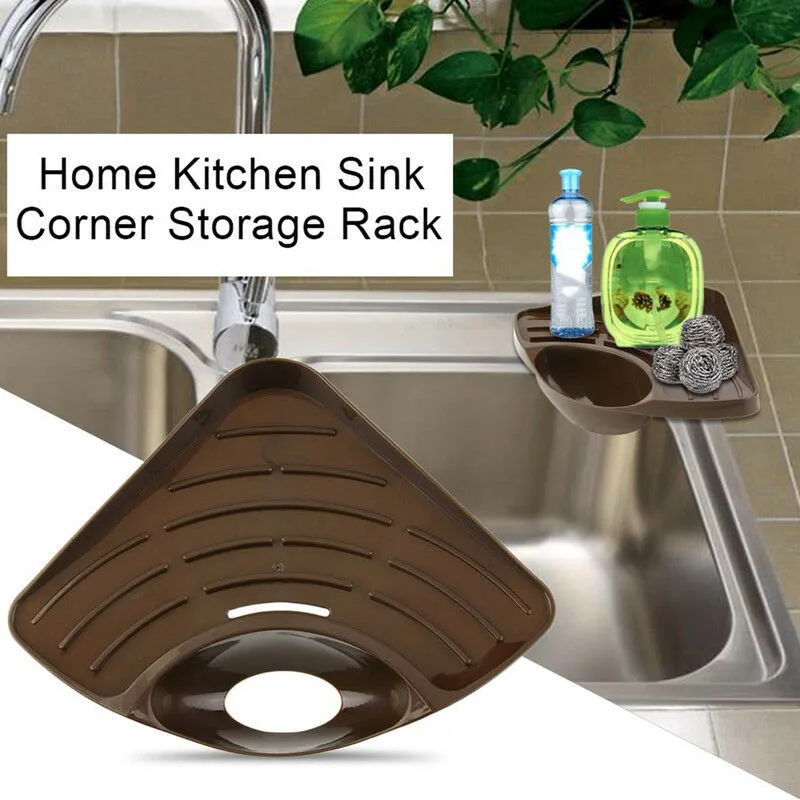 2020 Newest Home Kitchen Sink Corner Storage Rack Solid Color Sponge Holder Organizer Kitchen Sink Corner Storage Rack Brown Racks Holders Aliexpress