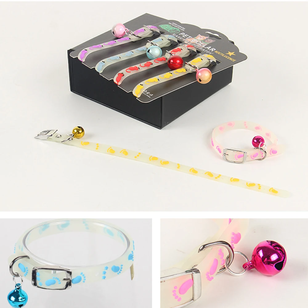 New Adjustable Rubber Luminous Pet Puppy Dog Cat Collars With Bells Ball Random Color Outdoor Pet Collar For Pet Supplies New Adjustable Rubber Luminous Pet Puppy Dog Cat Collars With Bells Ball Random Color Outdoor Pet Collar For Pet Supplies