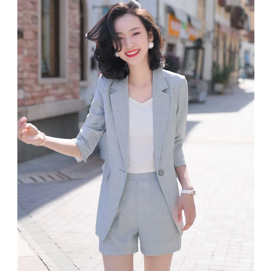 Spring Fall Fashion Grey Blazer Women 